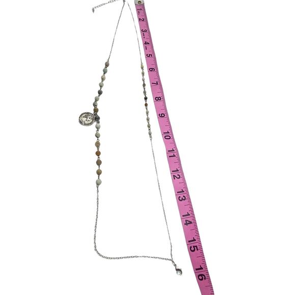 Australian Coin Necklace Womens Silver Tone Unpolished Stone Lobster Clasp 34" - Picture 11 of 12